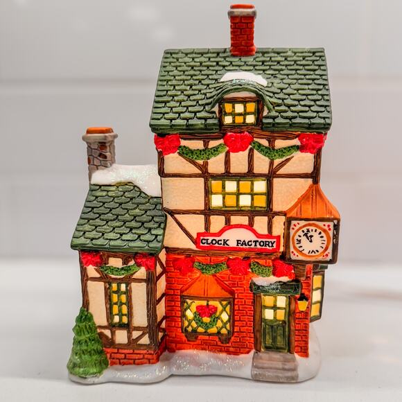 1997 Vintage, Trim A Home, Bayberry Village Clock Factory Lit House w/ Cord, Box - Picture 6 of 11